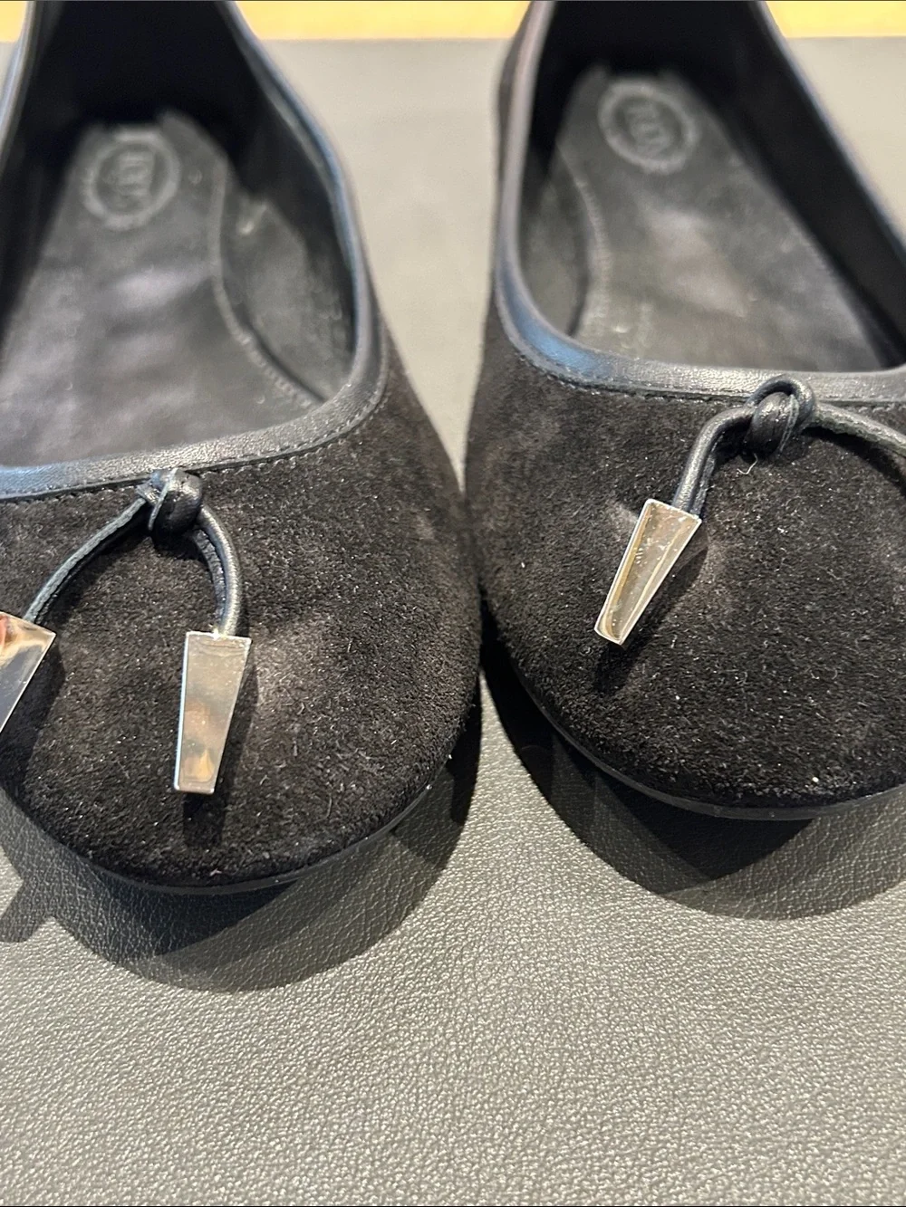 Tod's Black Suede Bow Ballet Flats